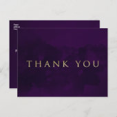 Paarse Zwart & Goud Glam Modern DANK U Briefkaart (Voorkant / Achterkant)