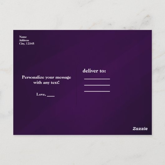 Paarse Zwart & Goud Glam Modern DANK U Briefkaart (Achterkant)