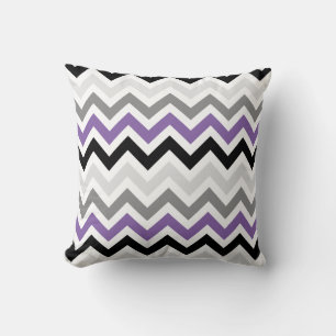 Paarse Zwart Grijs Chevron Zigzag Patroon Kussen