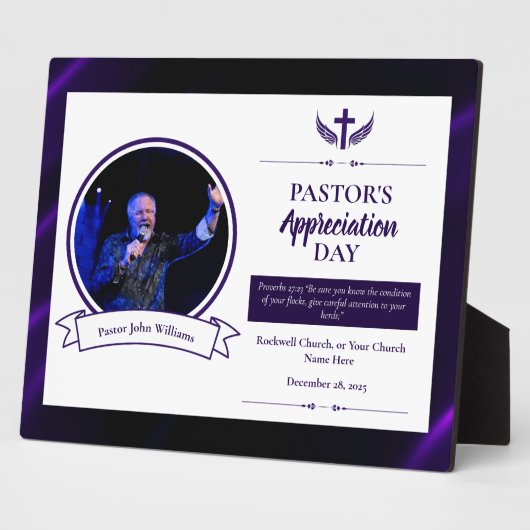 Paarse Zwart Pastor Waardering Kerk Tafelblad Fotoplaat (Zijkant)