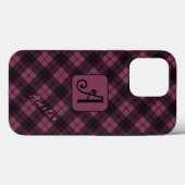 Paarse Zwart Plaid Pas Naam aan Case-Mate iPhone Case (Achterkant (horizontaal))
