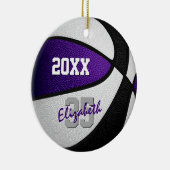 paarse zwart team kleuren kinder tiener basketbal keramisch ornament (Rechts)