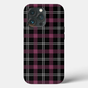 Paarse zwart wit geruite decorachtergrond iPhone 13 pro hoesje