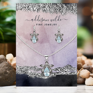 Paarse Zwart Zilveren Moderne Sieraden Displaykaar Visitekaartje