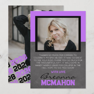 Paarse & Zwarte Afstuderen 2 Foto Dank u kaart