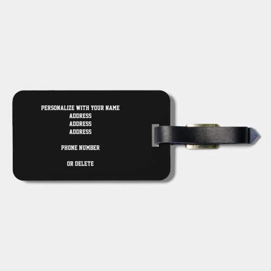 paarse zwarte basketbal atleten monogrammed bagagelabel (Achterkant horizontaal)