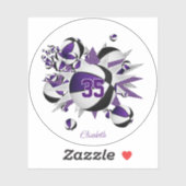 paarse zwarte basketballen sterren meisje jersey n sticker (Vel)