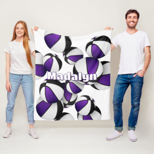 paarse zwarte basketbalteam kleuren sportdecor fleece deken