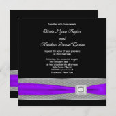 Paarse zwarte bruiloft kaart (Voorkant / Achterkant)