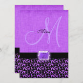 Paarse zwarte bruiloft menu sjabloon (Voorkant / Achterkant)