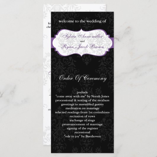 paarse zwarte bruiloft programma (Voorkant / Achterkant)