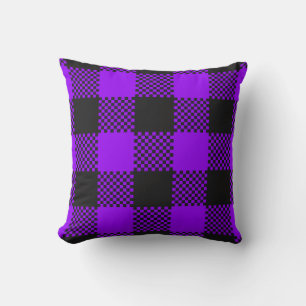 Paarse & Zwarte Buffalo Plaid Halloween Decoratie Kussen