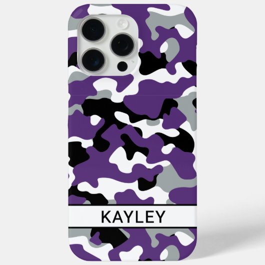 Paarse Zwarte Camouflage Persoonlijk Case-Mate iPhone Case (Achterkant)