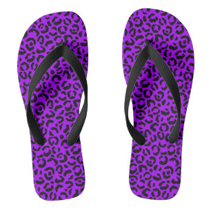 Paarse zwarte cheetah print teenslippers