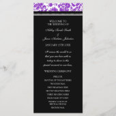 Paarse zwarte Damask Wedding Program Programma (Voorkant)