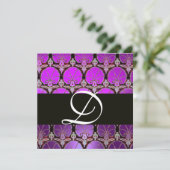 PAARSE ZWARTE DAMASKCARNATIES MONOGRAM KAART (Staand voorkant)