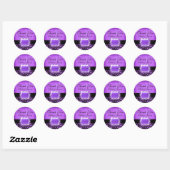 Paarse zwarte "dank u" bruiloft damask ronde sticker (Vel)