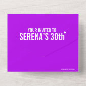 Paarse zwarte drie foto's op 30e verjaardag all in one uitnodiging (Achterkant)