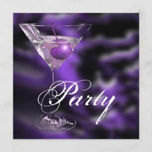 Paarse zwarte elegante partij kaart