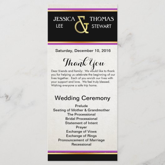 Paarse, zwarte en gouden eenvoudige elegantie programma (Voorkant)