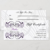 Paarse, zwarte en witte Chic-cadeaubonnen (Voorkant / Achterkant)