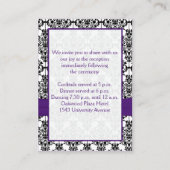 Paarse, zwarte en witte Damask Receptie Kaart (Achterkant)