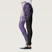 paarse, zwarte en witte leggings