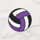Paarse, zwarte en witte volleybal confetti (Kleine voorkant)