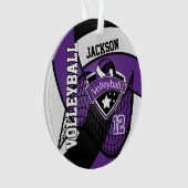 Paarse, zwarte en witte volleybal 🏐 ❤ ornament (voorkant)