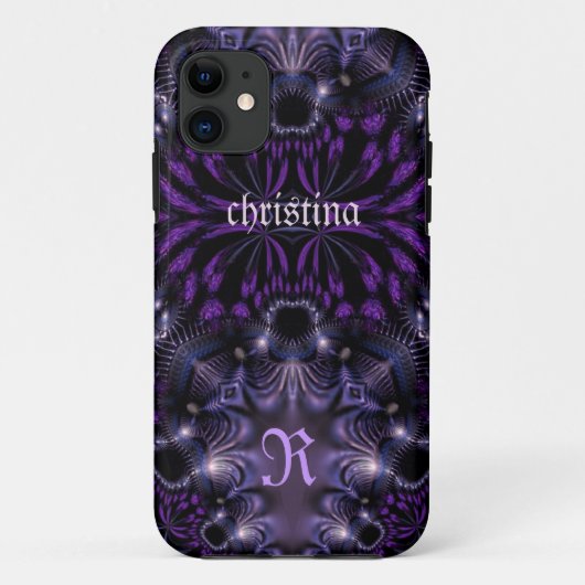 Paarse zwarte exotische gotische aangepaste naam i Case-Mate iPhone case (Achterkant)