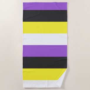 Paarse, zwarte, gele en witte strepen strandlaken