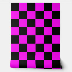 Paarse zwarte geruite check wanddecoratie behang