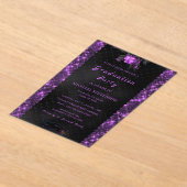 Paarse zwarte glitter acryl Afstuderen uitnodiging Acryl Uitnodigingen (Laagn)
