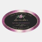 Paarse zwarte Glitter-productlabels - Roos ventila Ovale Sticker (Voorkant)
