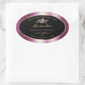 Paarse zwarte Glitter-productlabels - Roos ventila Ovale Sticker (Tas)