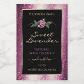 Paarse zwarte Glitter-productlabels - Roos ventila Voedselcontainer Etiket (Enkel label)