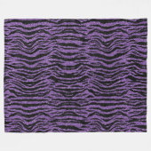 Paarse zwarte glitter zebra print fleece deken (Voorkant (Horizontaal))