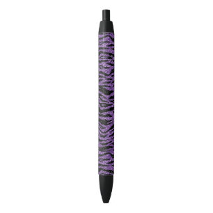 Paarse zwarte glitter zebra print inkt pen