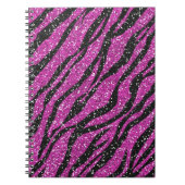Paarse zwarte Glitter Zebra Print Spiral notebook Notitieboek (Voorkant)