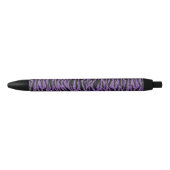 Paarse zwarte glitter zebra print zwarte inkt pen (Voorkant)