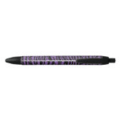 Paarse zwarte glitter zebra print zwarte inkt pen (Achterkant)