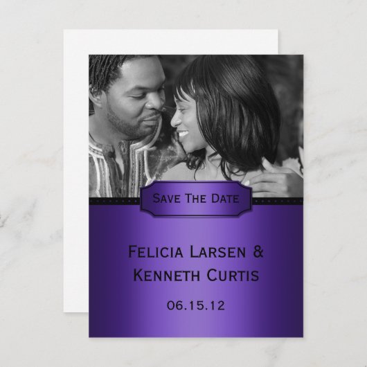 Paarse zwarte gradiëntfoto Sla de datum op Aankondigingskaart (Voorkant / Achterkant)