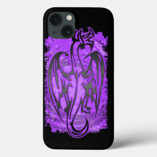 Paarse zwarte grunge glow dragon iphone6 case
