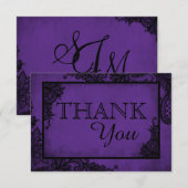 Paarse zwarte Lace Gothic Weddenschap Hartelijk da Bedankkaart (Voorkant / Achterkant)