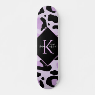 Paarse zwarte luipaard Cheetah Spots Print Monogra Skateboard