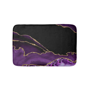 Paarse Zwarte Marmeren Agate Donkere Glamour Goude Badmat