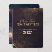 Paarse zwarte Ombré Golden Sparkles Nieuwjaarskaar Kaart (Voorkant / Achterkant)
