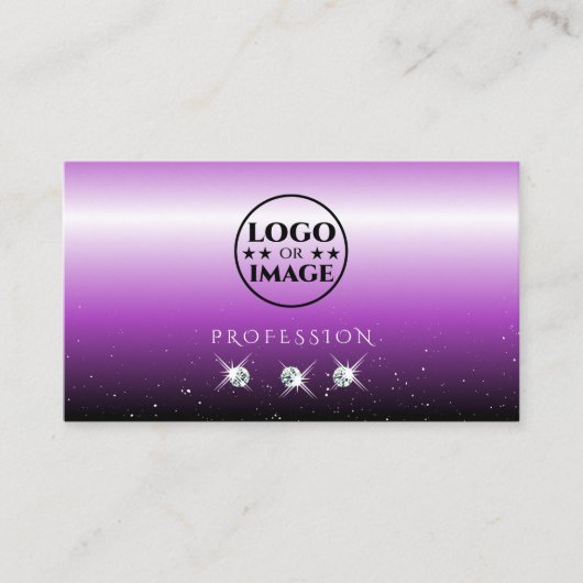 Paarse zwarte ombre Sparkle Jewels met Logo Trendy Visitekaartje (Voorkant)