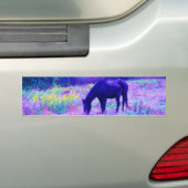 Paarse zwarte paarden in het regenboogveld bumpersticker (Op auto)