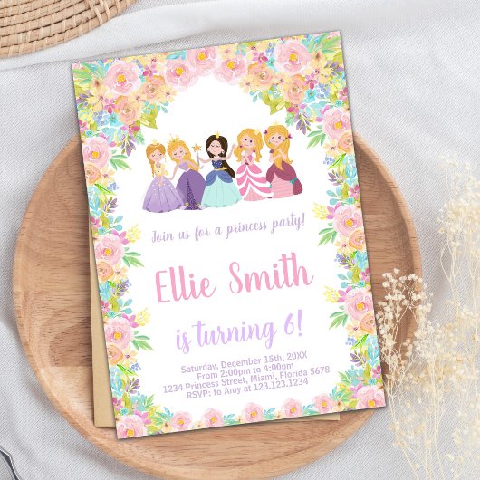 Paarse zwarte prinsessen verjaardagsuitnodiging kaart